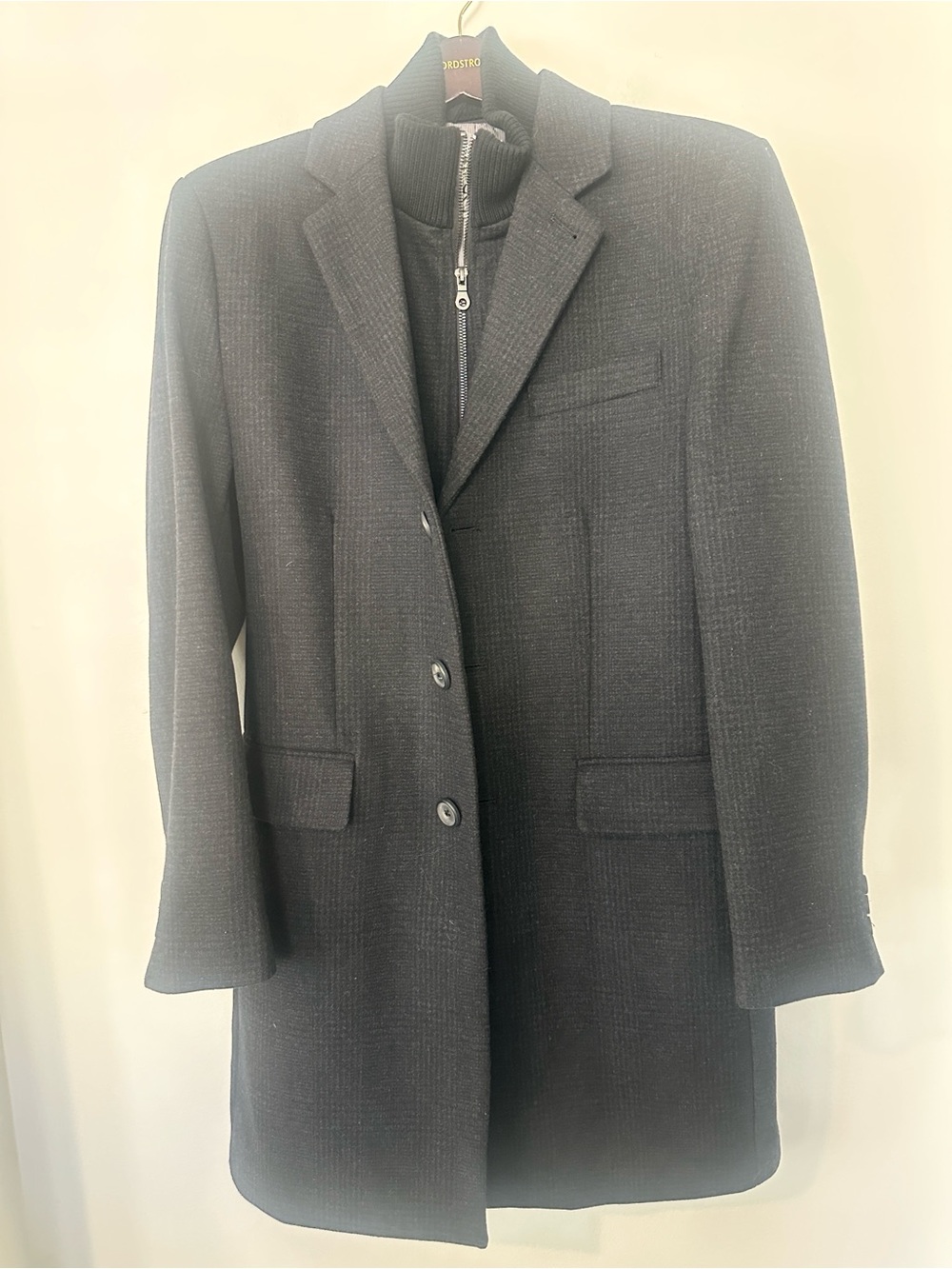 Jos A Banks Wool Blend Men’s Fitted Coat With Dickey S